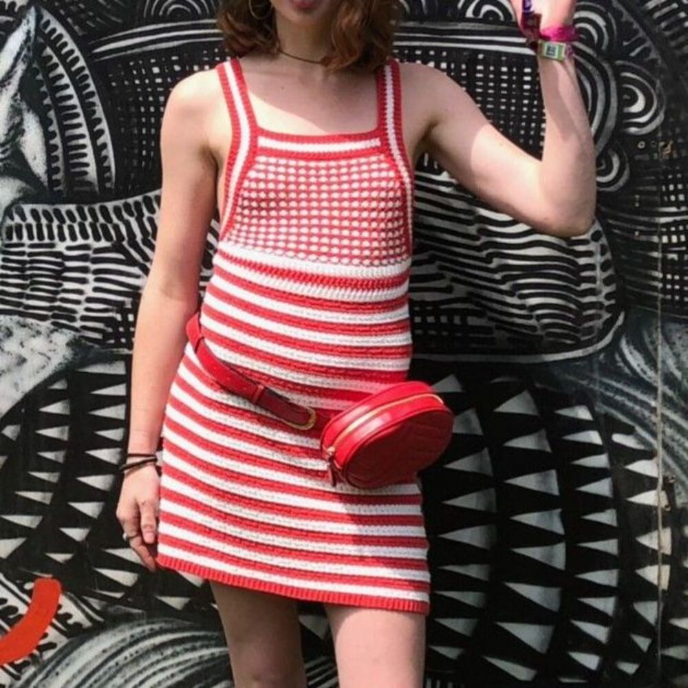 Urban Outfitters Striped Crochet Mini Dress
